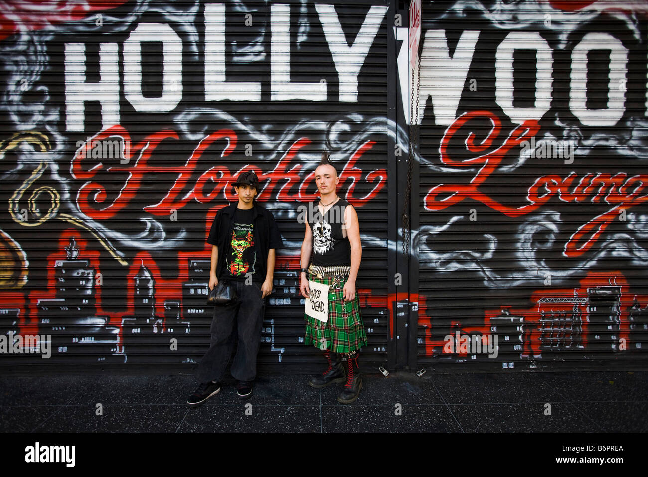 Two Teens on Hollywood Boulevard Hollywood Los Angeles County California United States of America Stock Photo