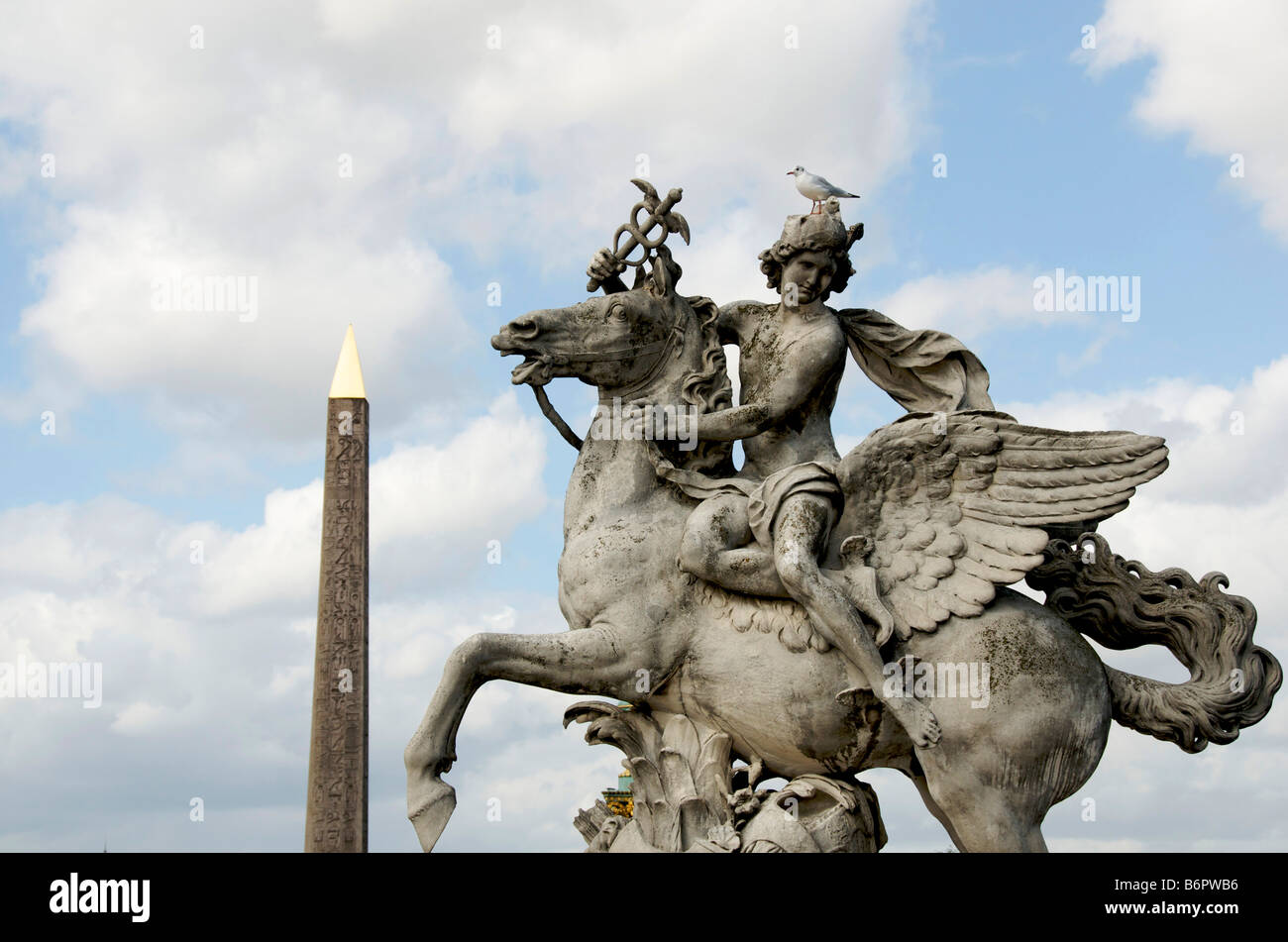Statue and Obelisque. Place de la Concorde. Paris. France Stock Photo