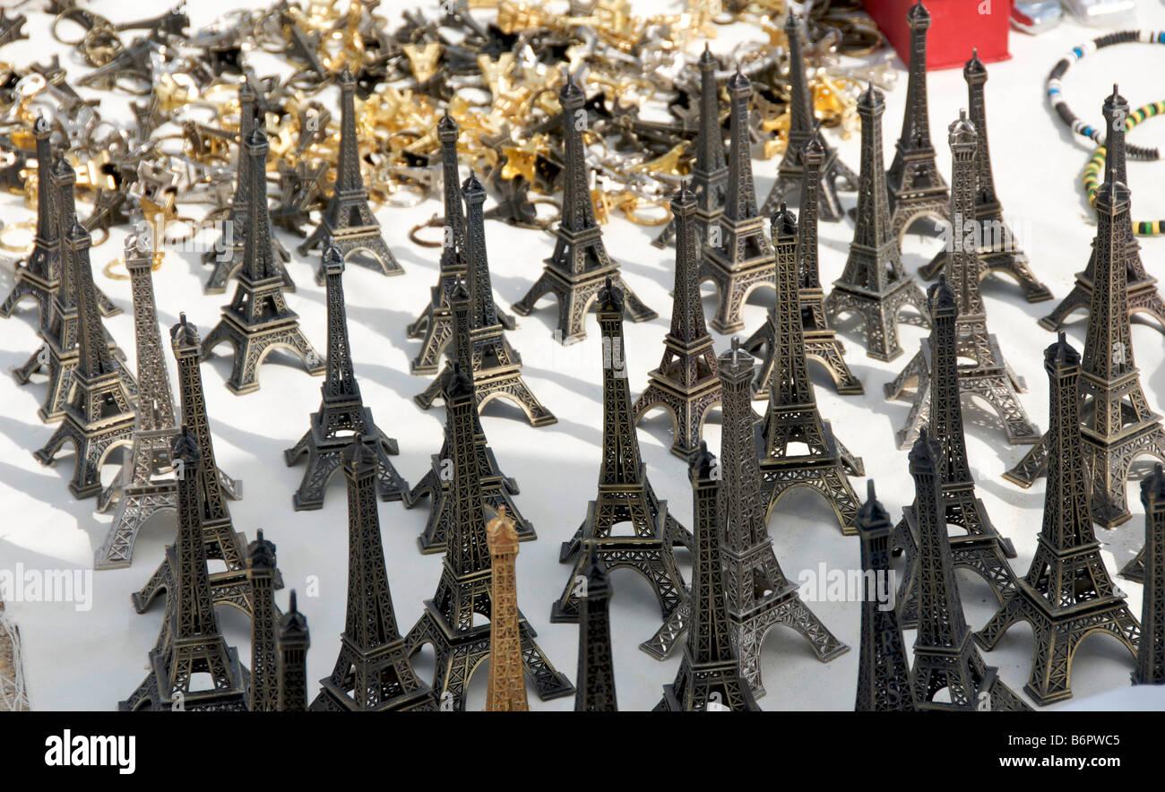 Paris. Miniature Eiffel Tower souvenir for tourists Stock Photo