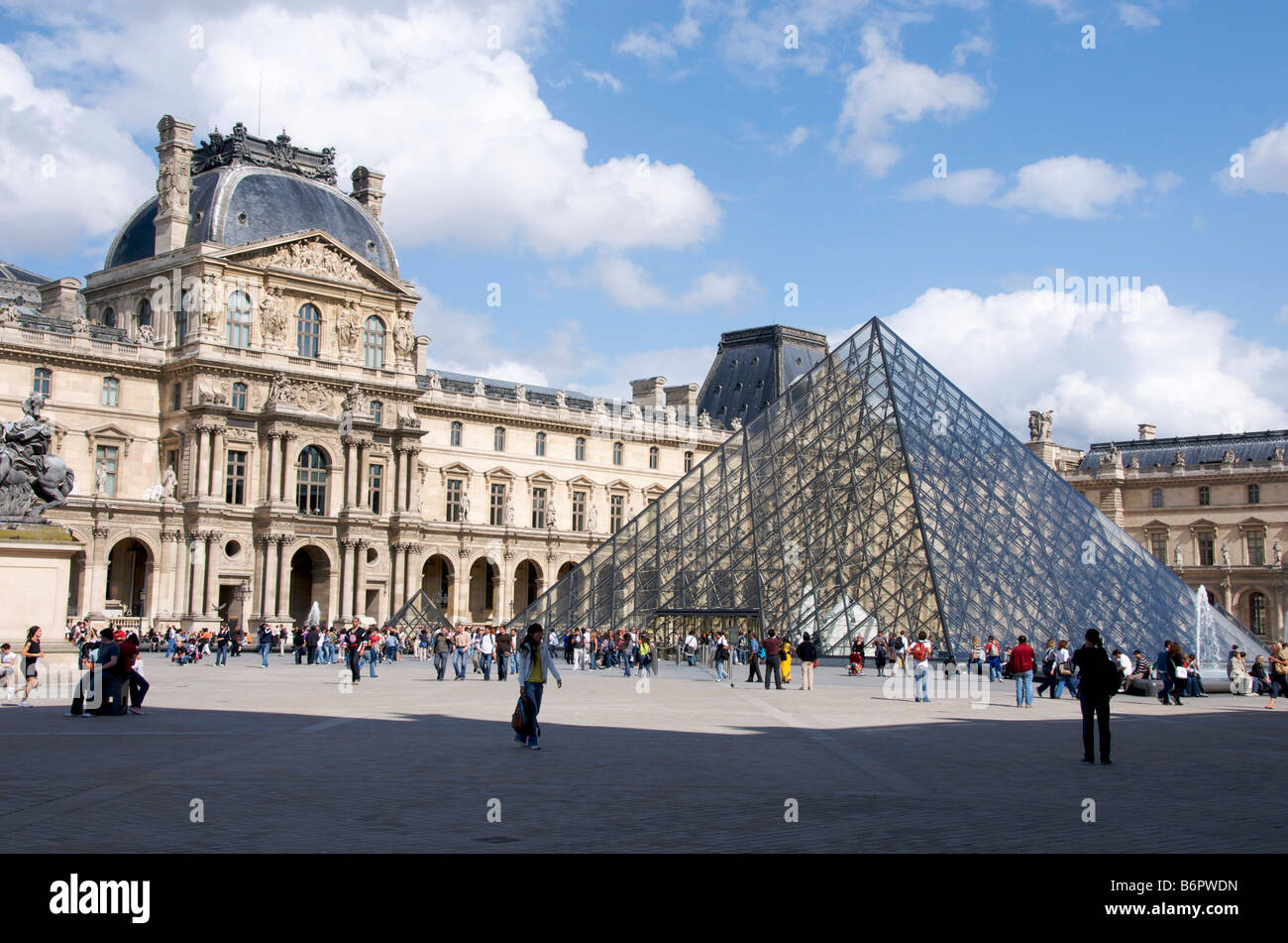 Louvre Museum, the Pyramid by the architect Ieoh Ming Pei, Paris, France, Europe Stock Photo