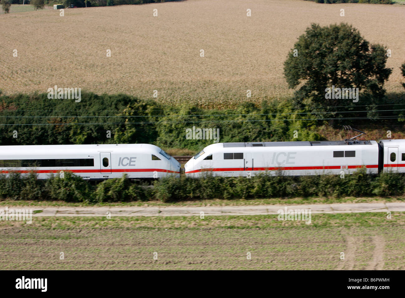 Intercity Express ICE 2 between Hamm and Munster, Germany Stock Photo