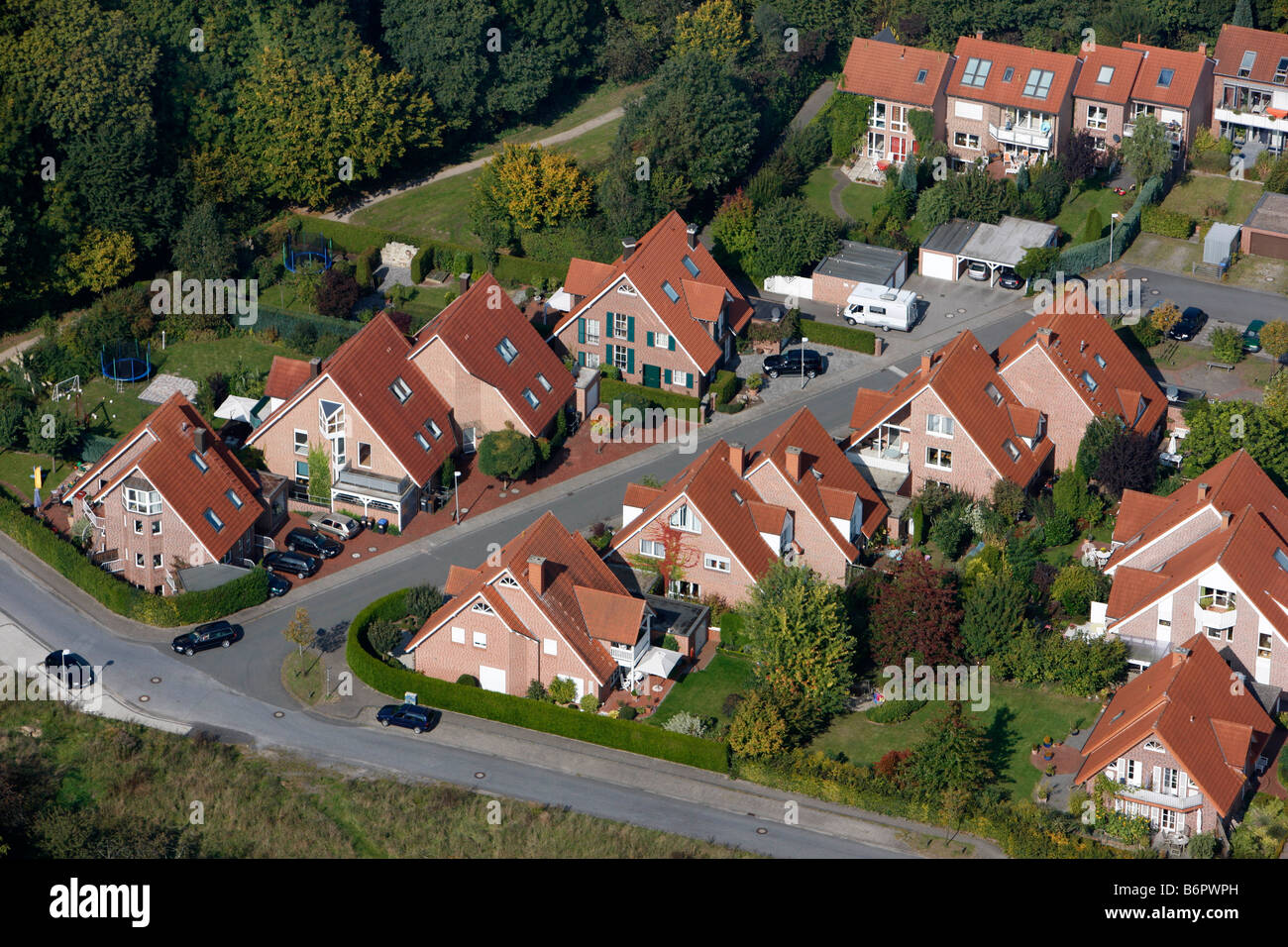 Private houses some still in construction Germany Stock Photo