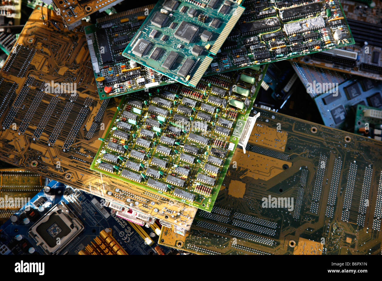 Electronic scrap, old used computer parts for recycling Stock Photo Alamy