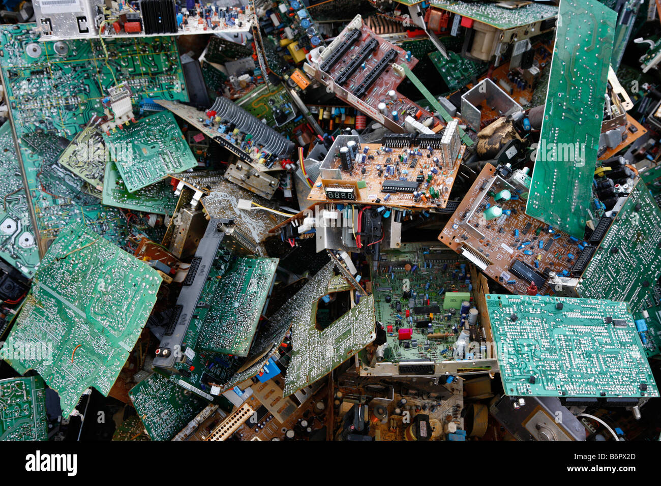 Electronic scrap, old used computer parts for recycling Stock Photo Alamy