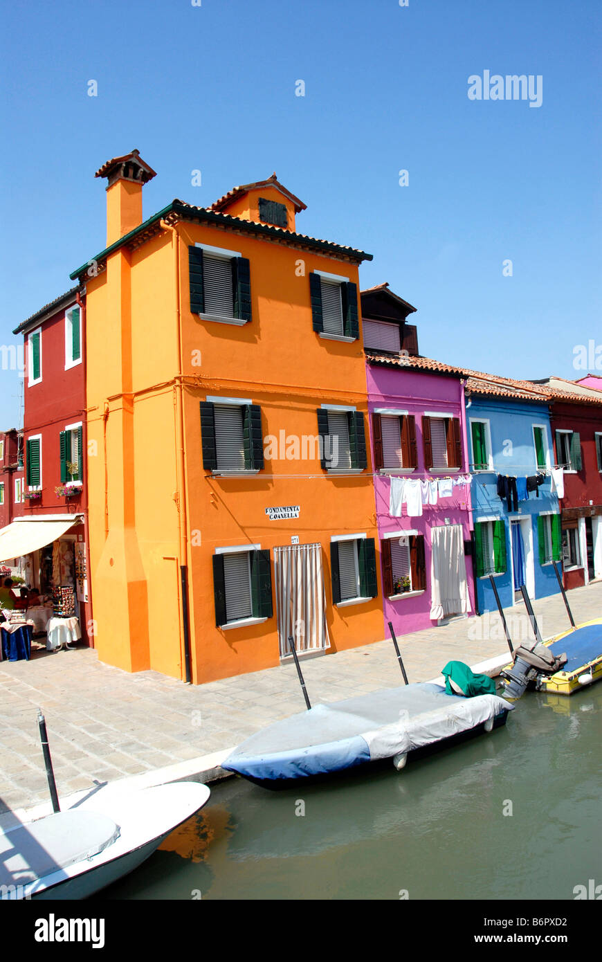 Houses and canal Burano Italy Stock Photo Alamy