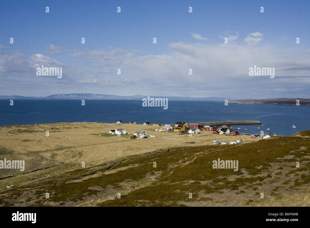 Varanger Fjord, view from the plateau on the Ekkeroy Bay, Norway, Varanger Peninsula Stock Photo