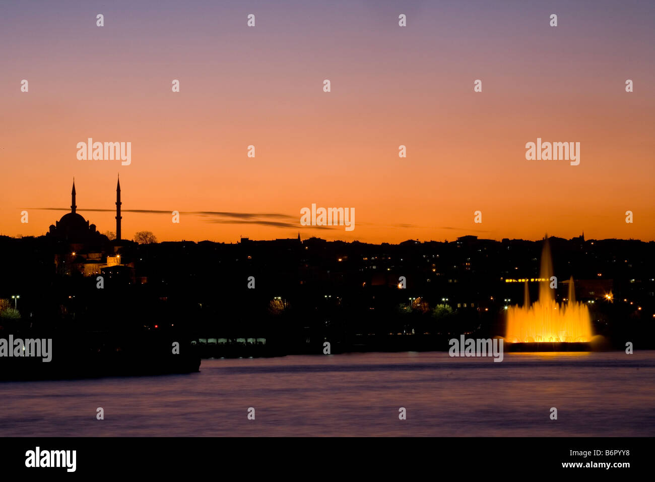 Istanbul Turkey Europe Asia european travel mosque sky sunset Stock Photo