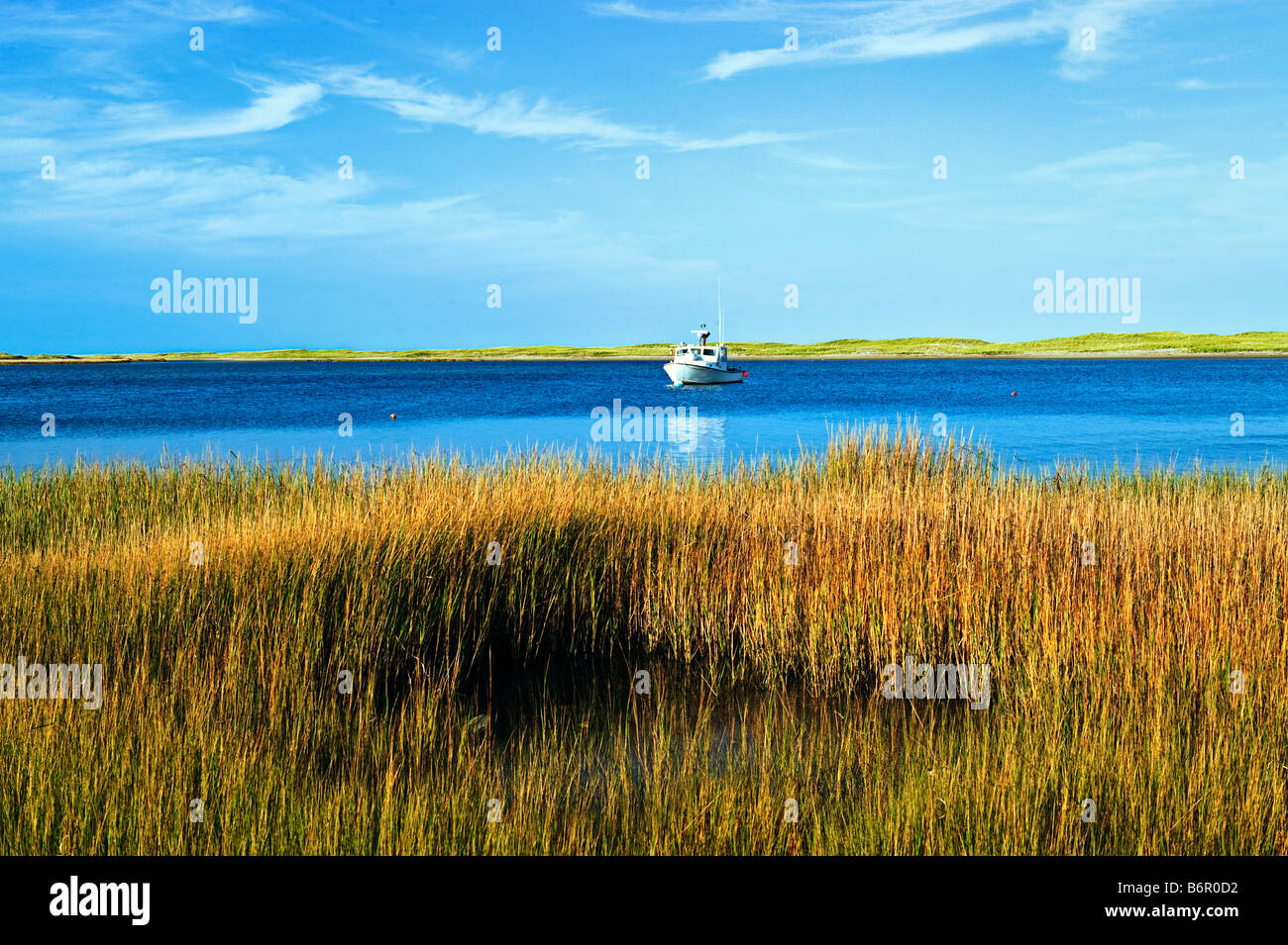 Lobster boat in Nauset Harbor Orleans Cape Cod MA USA Stock Photo Alamy