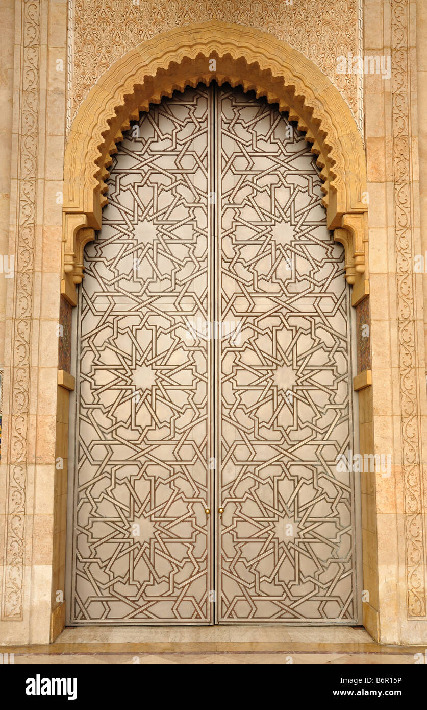 Door in Hassan II Mosque in Casablanca, Morocco Stock Photo