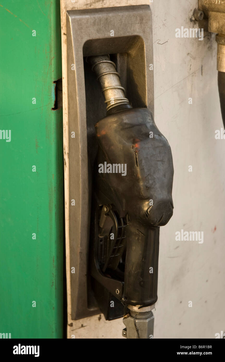 Unleaded so called green petrol pump Stock Photo