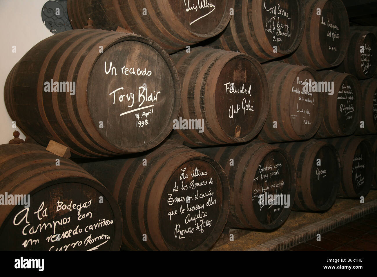 Barrels at the famous Bodegas Campos, Cordoba Stock Photo