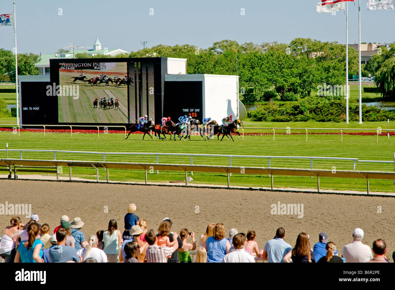 Turf Race Start Past Scoreboard Stock Photo Alamy