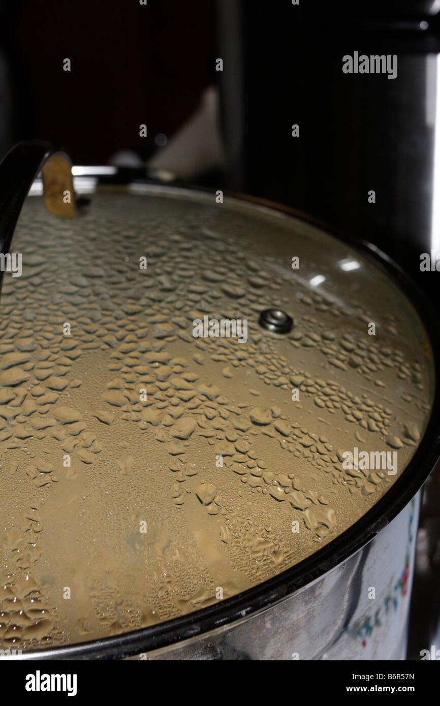 Condensation on glass lid. Stock Photo