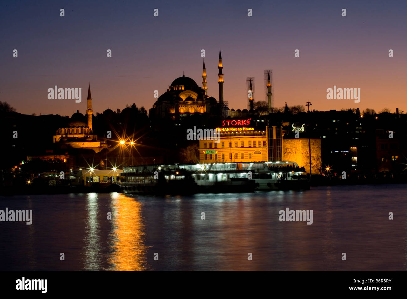Istanbul Turkey Europe Asia european travel mosque sky sunset Stock Photo