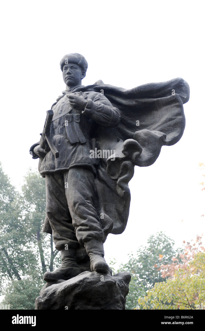1954 Statue to the Chinese People's Volunteers that 'assisted Korea to resist the American Invasions.' Hangzhou, China. Stock Photo