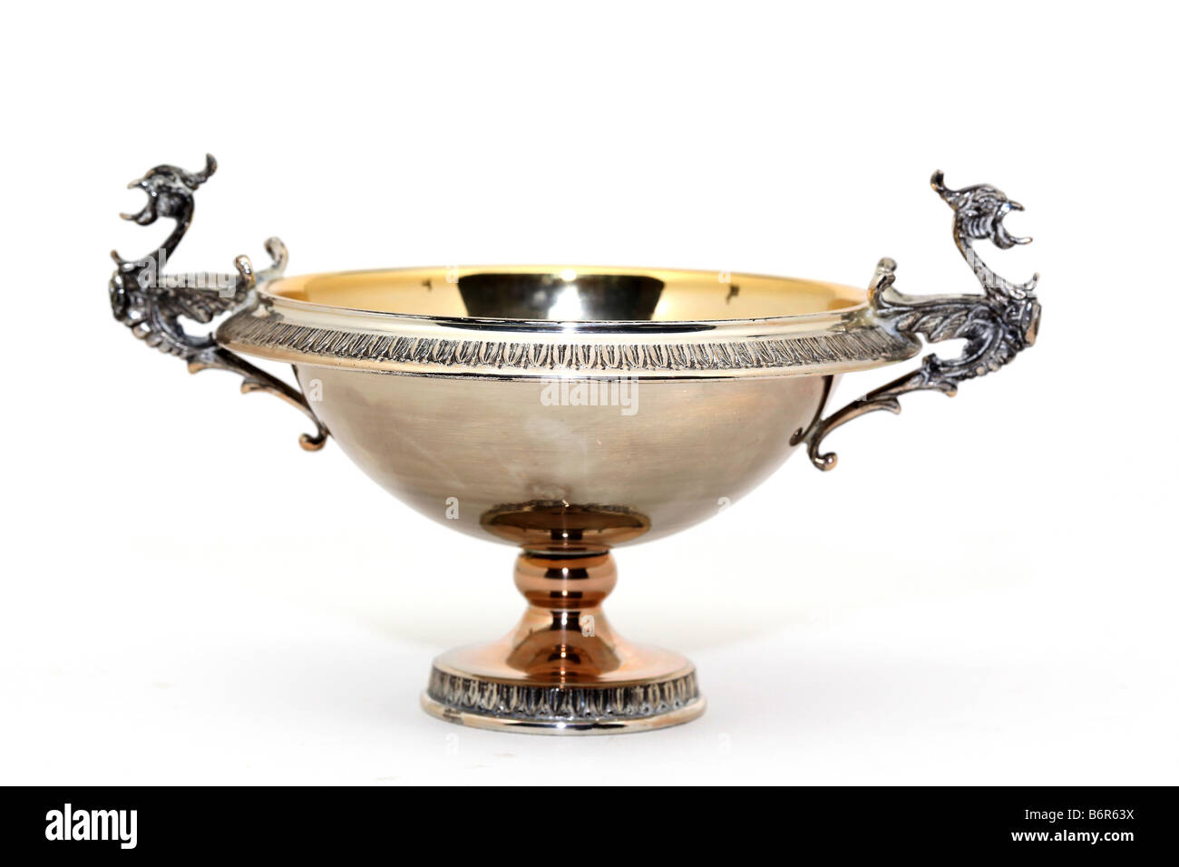 antique decorational silver cup isolated on white background Stock