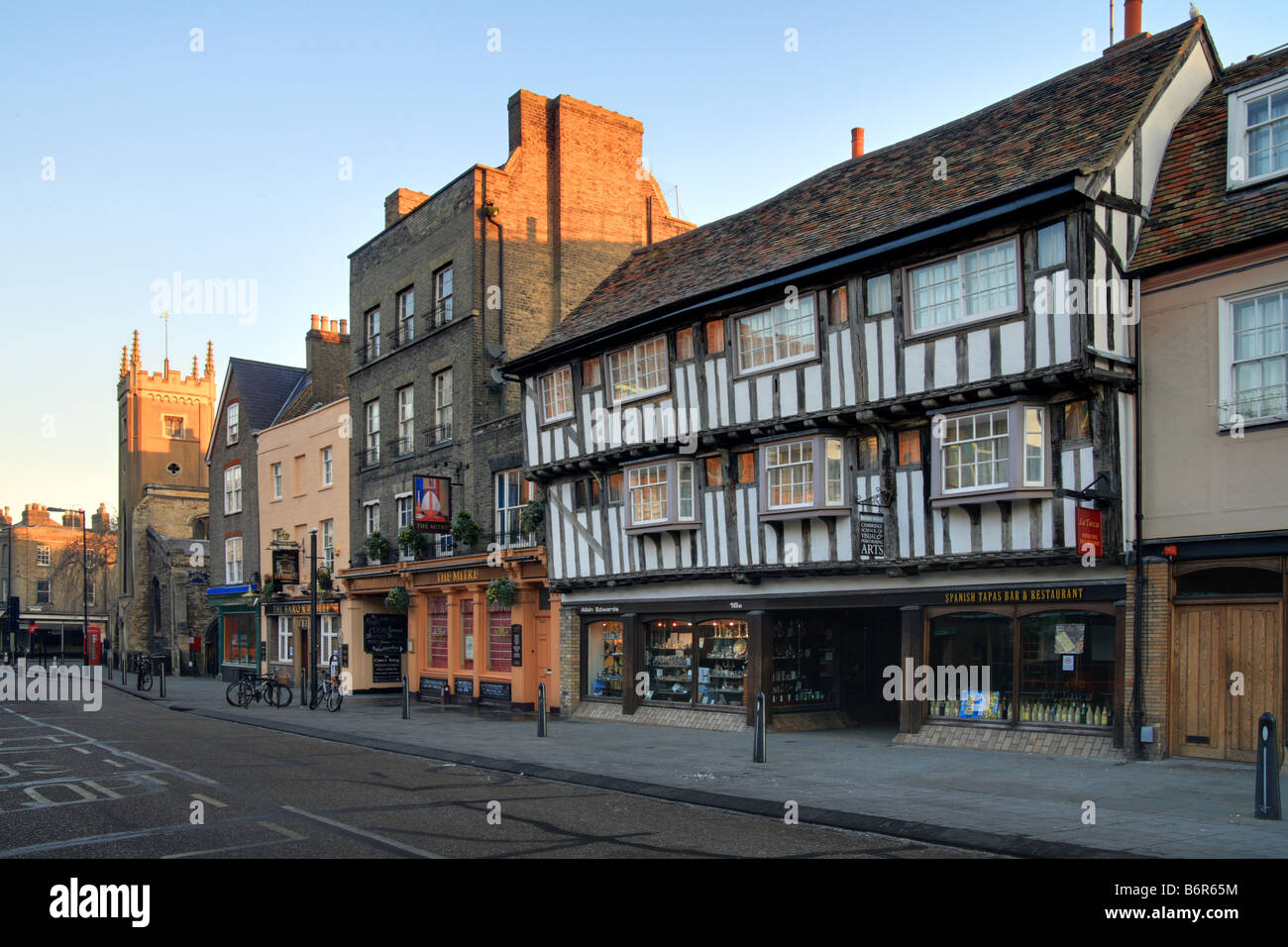 Bridge Street, Magdalene street Cambridge city centre, England UK Traditional buildings and architecture. Stock Photo