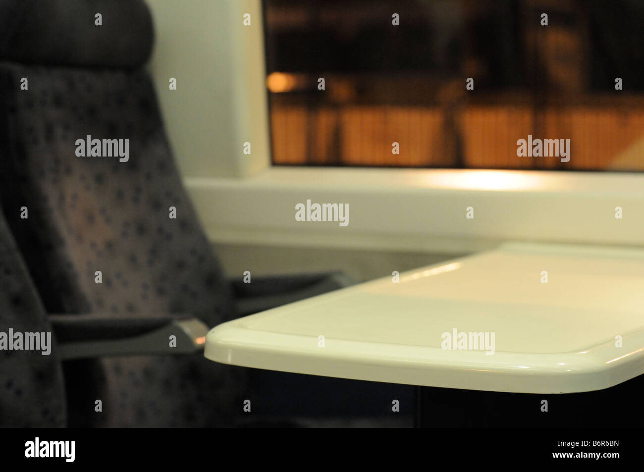 Table in the train Stock Photo