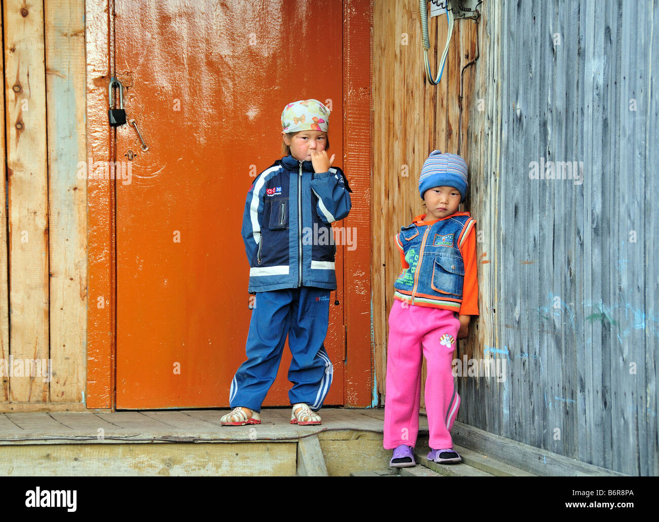 Evenk children, Russia Stock Photo