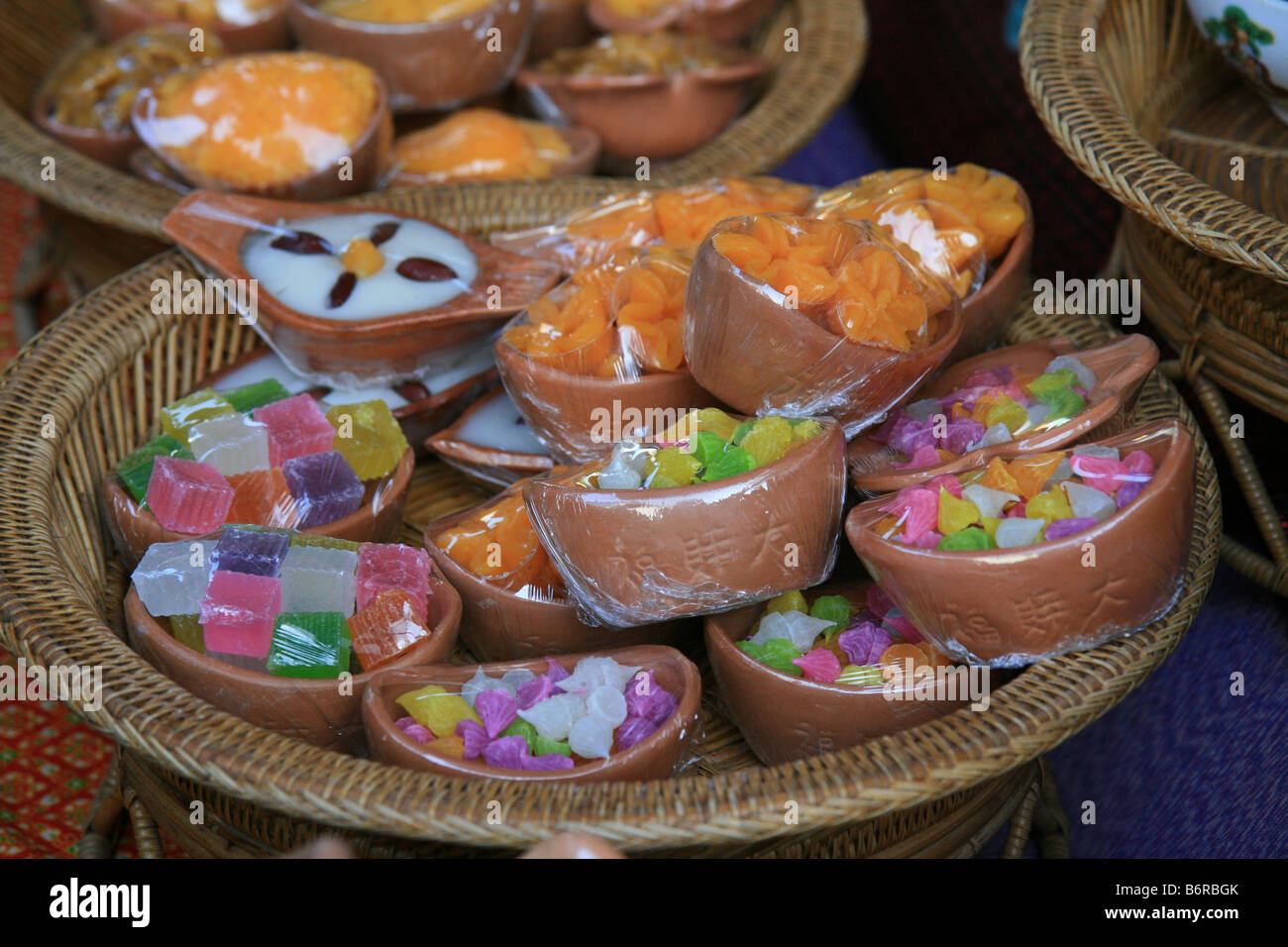 Thai desserts from Amphawa Floating Market, Thailand. They are sold in