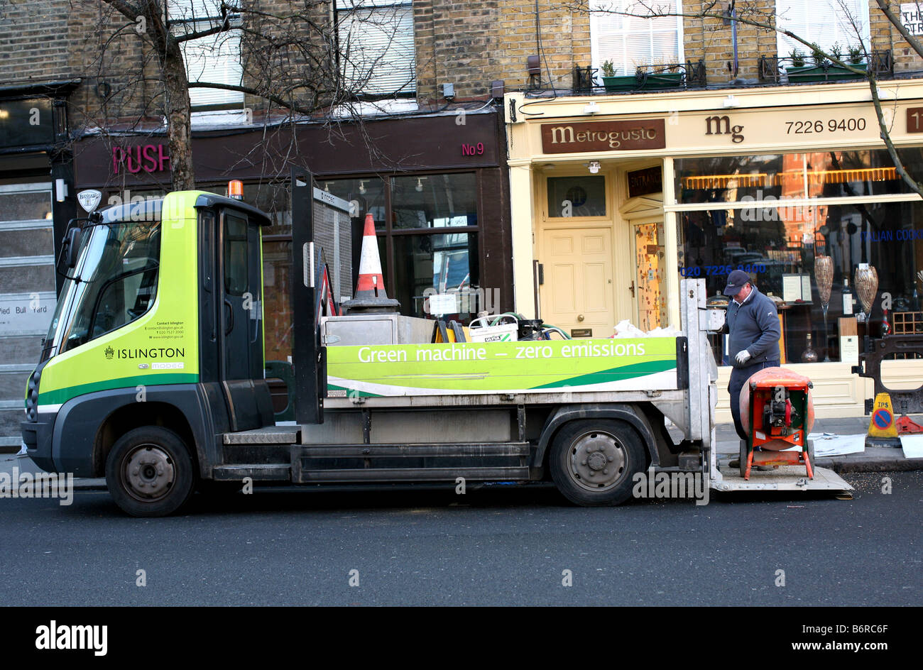 Electric truck used by council maintenance department, London Stock