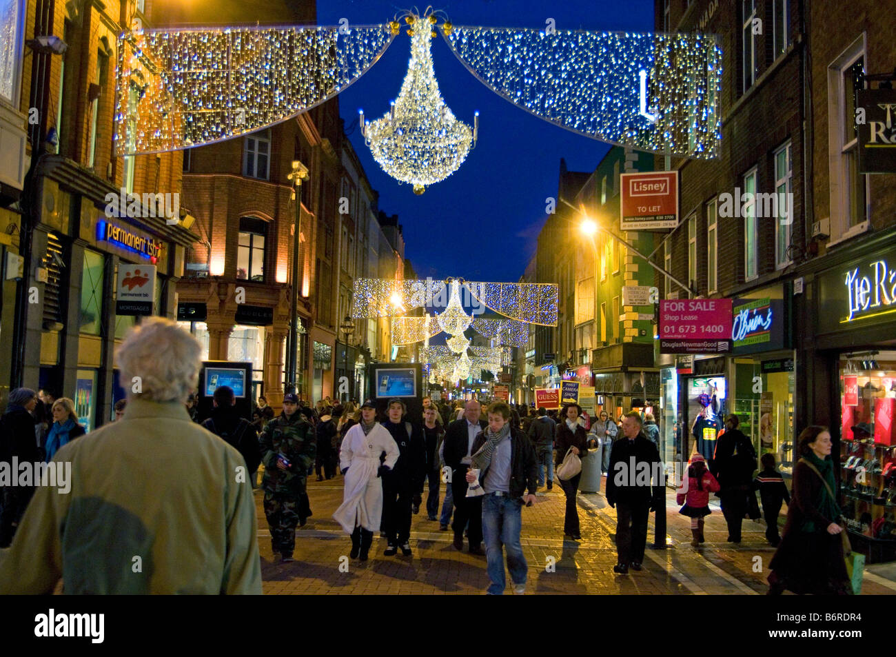 Grafton Street Dublin Festive Christmas lights on Dublin's premier