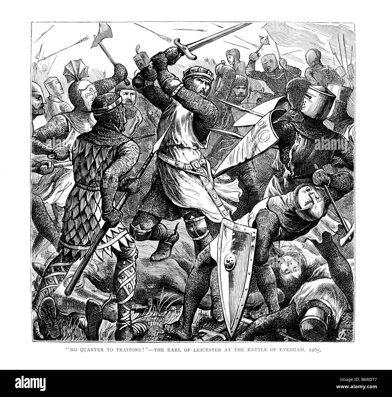 The 6th Earl of Leicester Simon de Montfort Killed at the Battle of Evesham 4th August 1265 19th Century Illustration Stock Photo