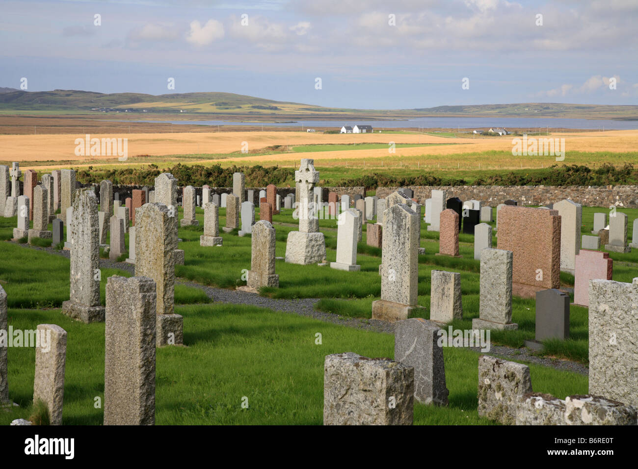 'Graveyard' Grave stones at Kilchoman church, Isle of Islay Scotland Stock Photo