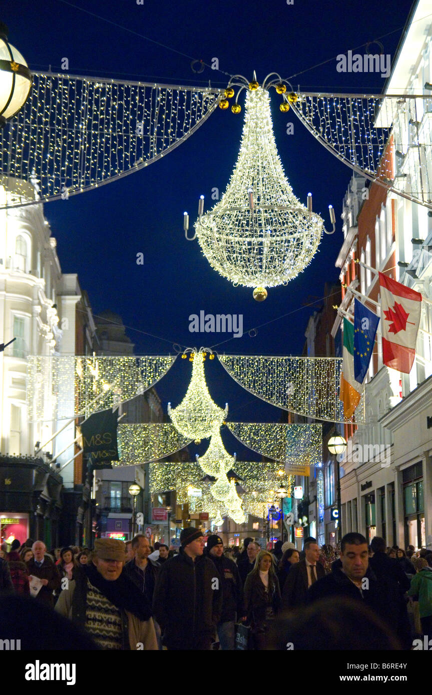 Grafton Street Dublin Festive Christmas lights on Dublin's premier
