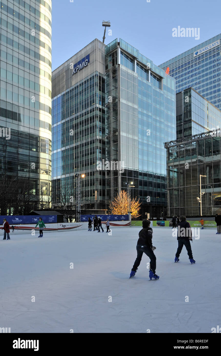 London Docklands ice skating rink Stock Photo Alamy