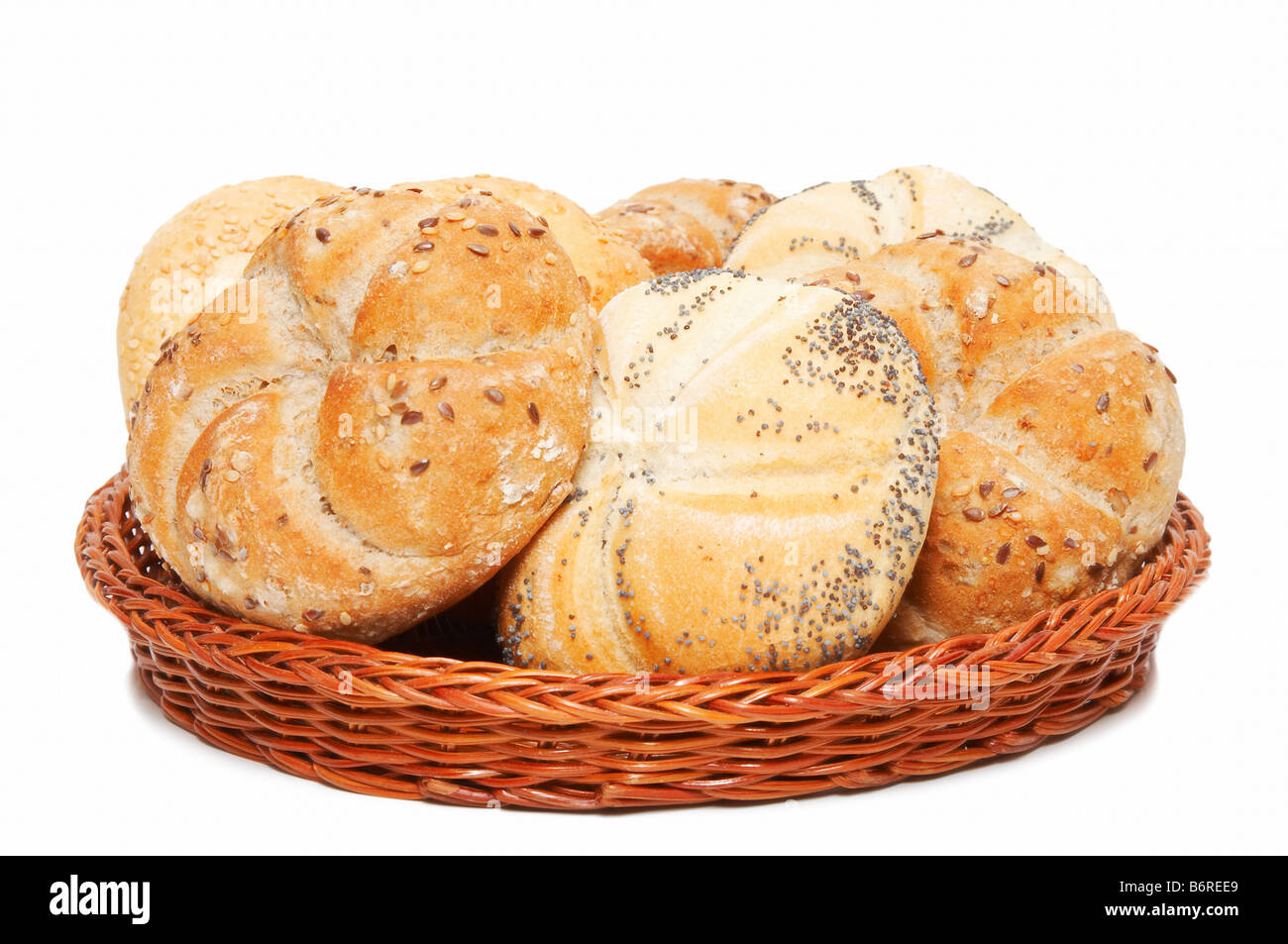 basket with bakery products Stock Photo