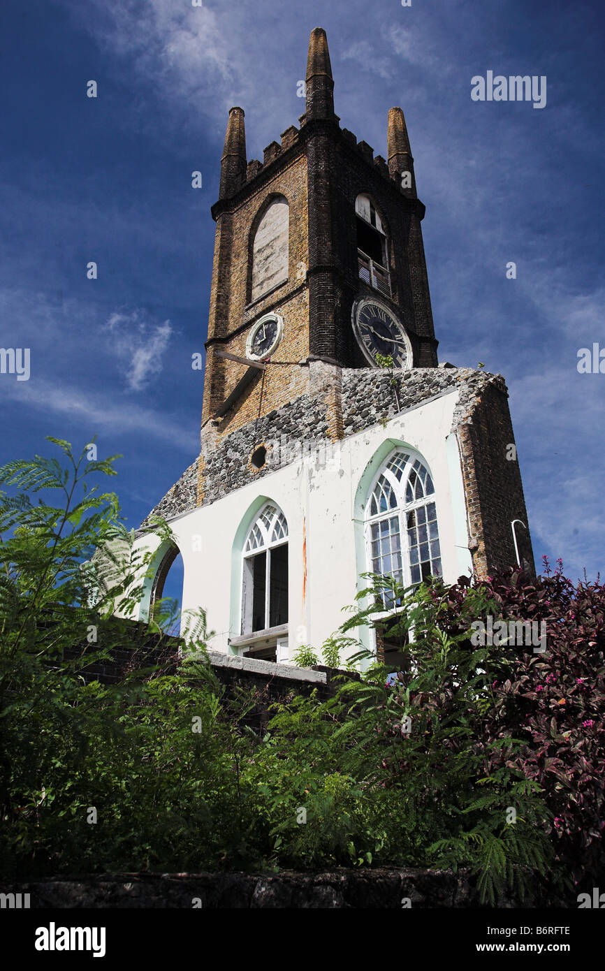 Hurricane Damaged Presbyterian Church, St Georges, Grenada, Caribbean. Stock Photo