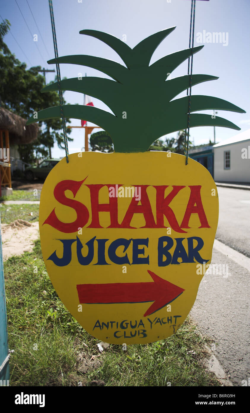 Pineapple juice bar sign antigua caribbean shaka hires stock