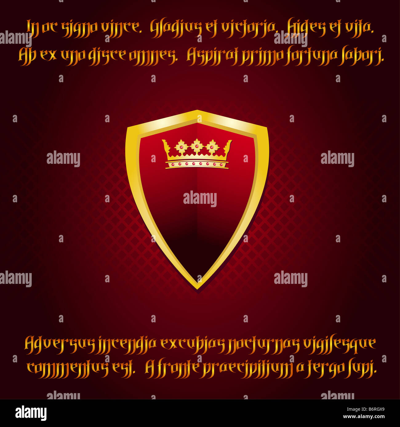 Heraldic shield and crown on a medieval background Stock Photo - Alamy