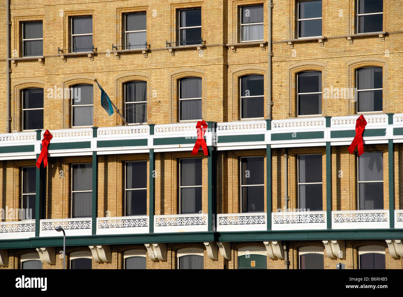 Ribbons on Brighton and Hove city Council commemorating World AIDS Day UK Stock Photo