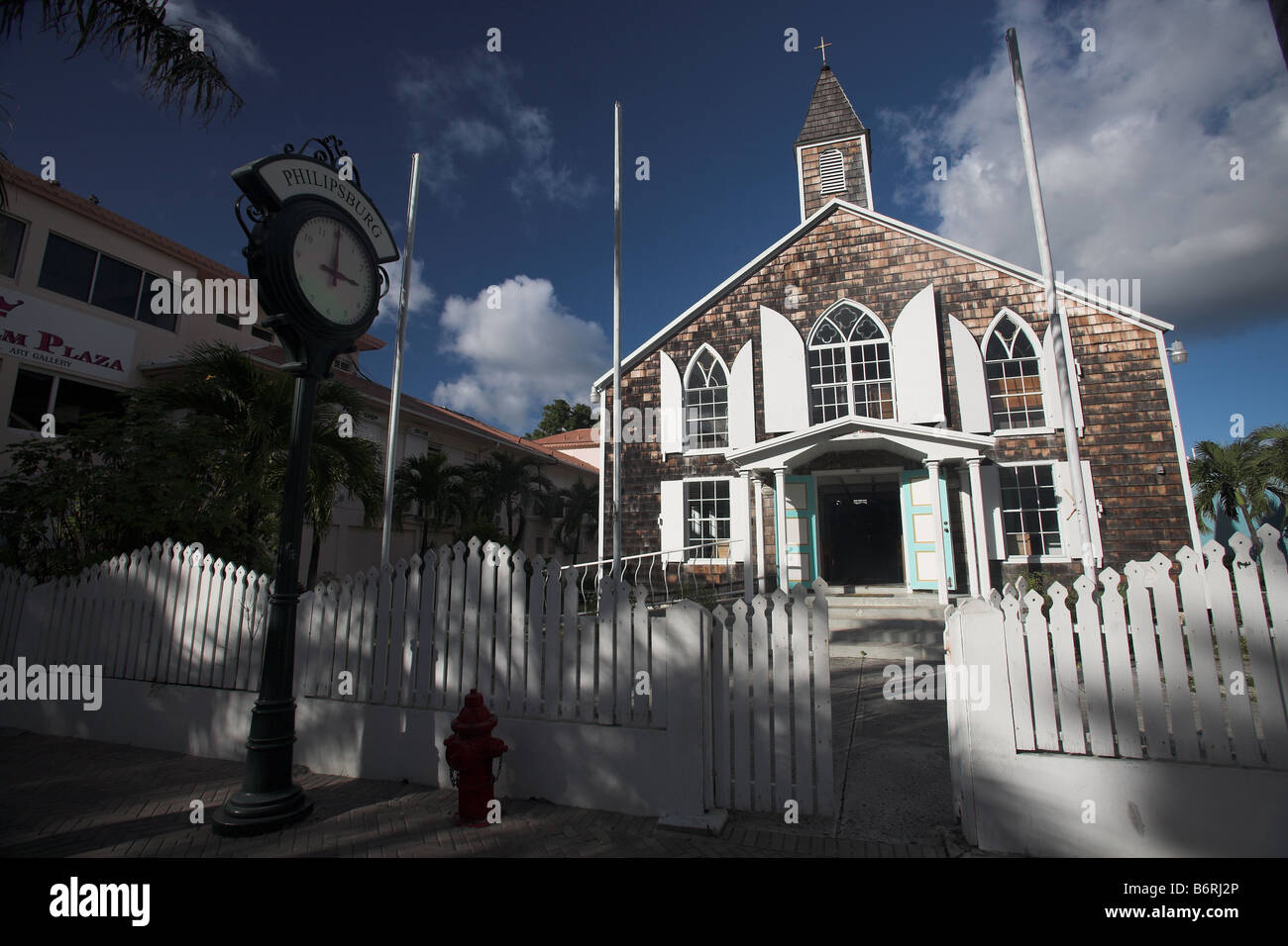 Methodist Church on Front Street, Philipsburg in Dutch St Maarten, Leeward Islands, Netherlands Antilles, Caribbean Stock Photo