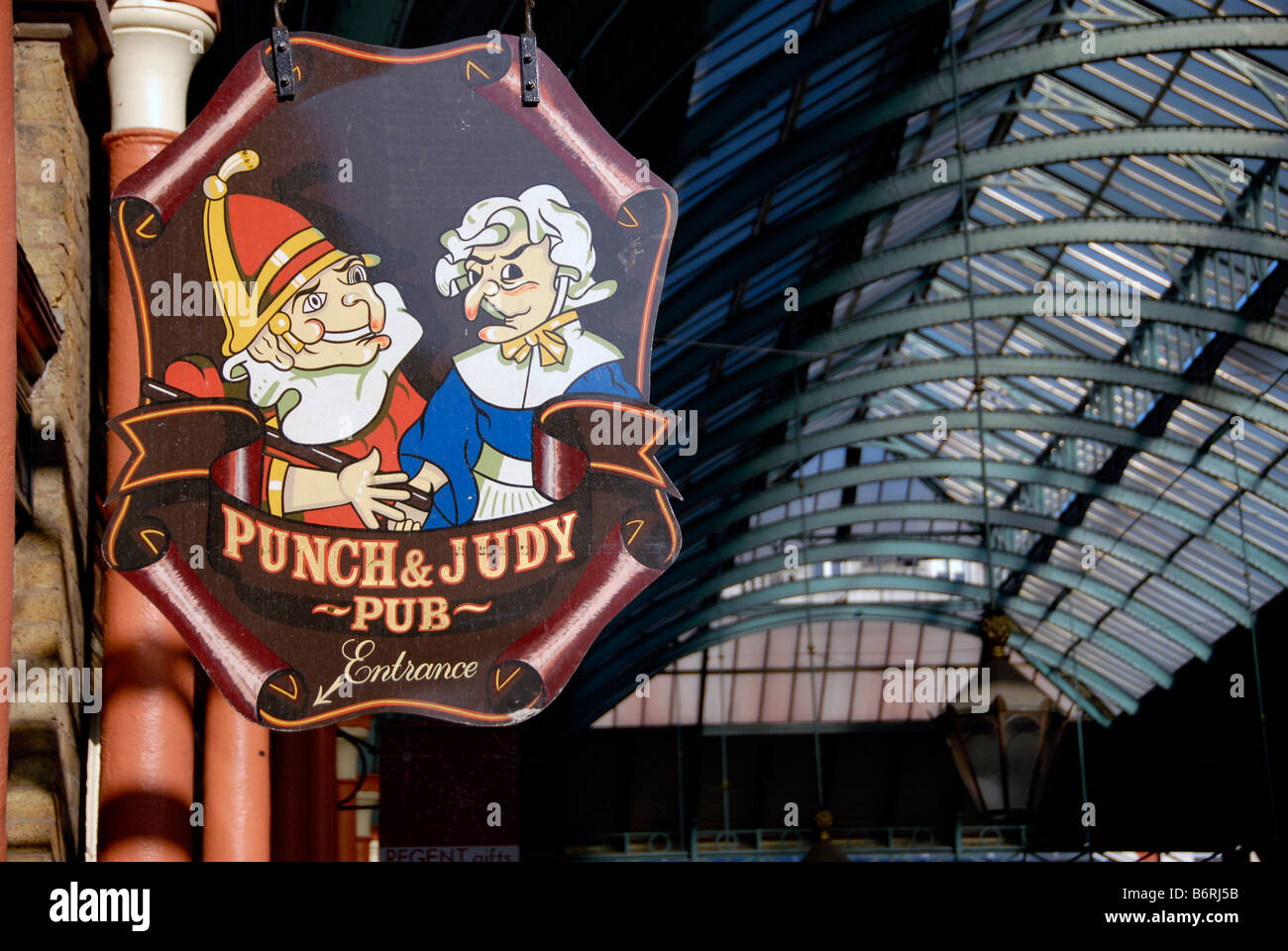 Punch and Judy pub sign in Covent Garden London UK Stock Photo Alamy