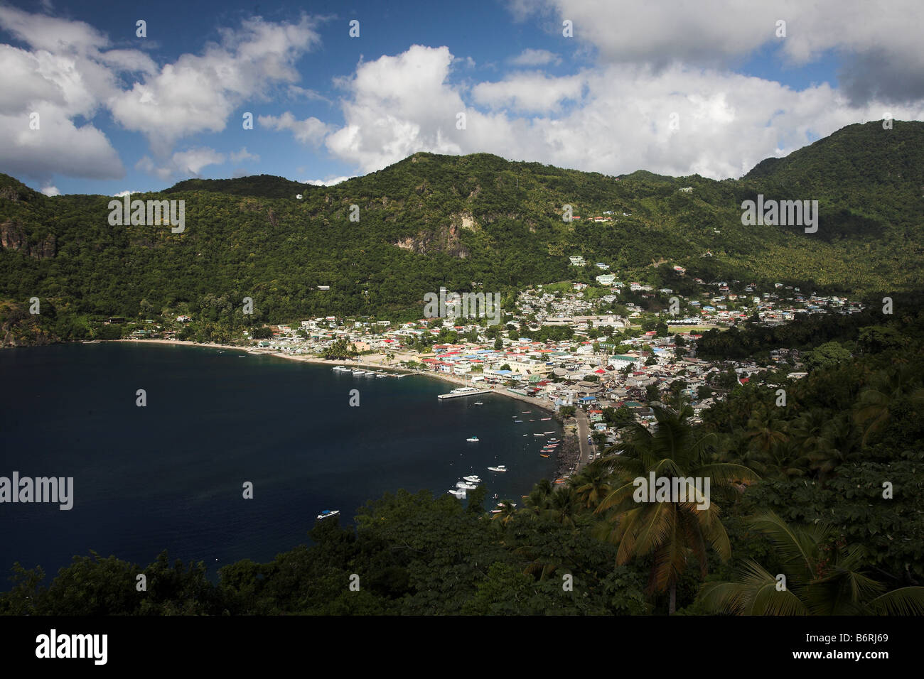 View over Soufriere St Lucia Windward Islands, Caribbean in the West Indies Stock Photo