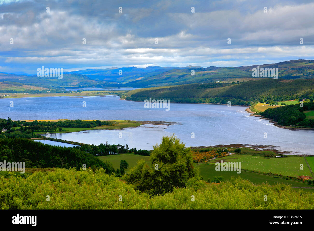 Landscape Summer view over Dornoch Firth from Struie to Bonnar Bridge ...