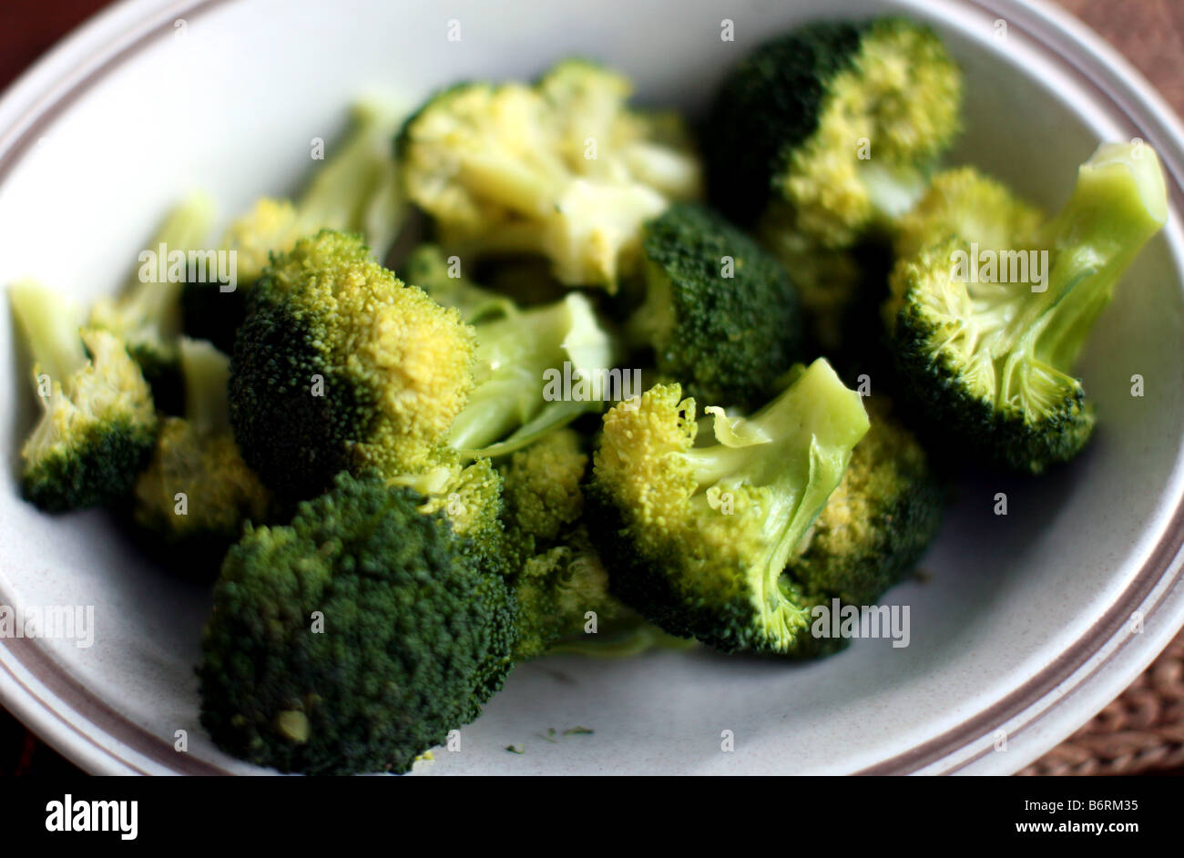 Cooked broccoli in a dish Stock Photo