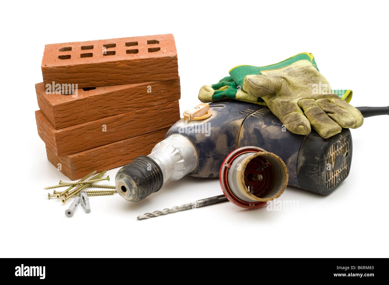 construction tools on white background Stock Photo - Alamy