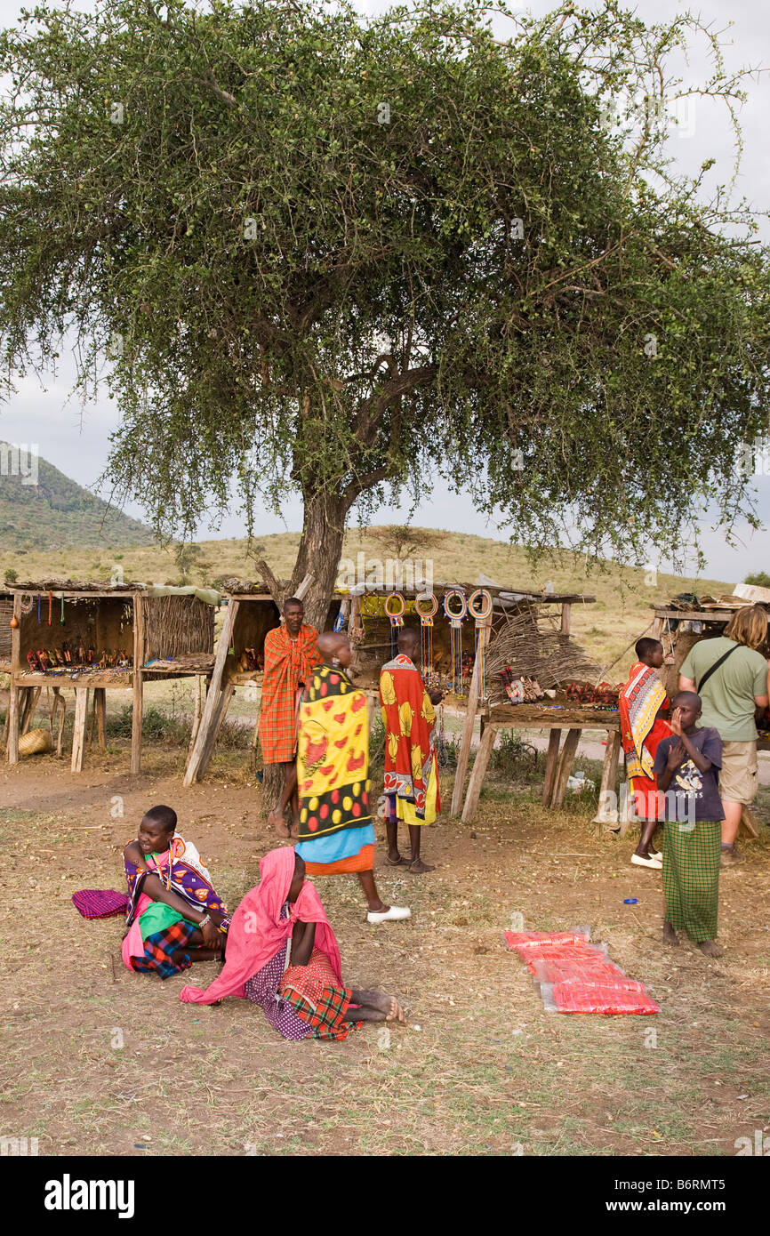 Village near Masai Mara Game Park Kenya Africa Stock Photo