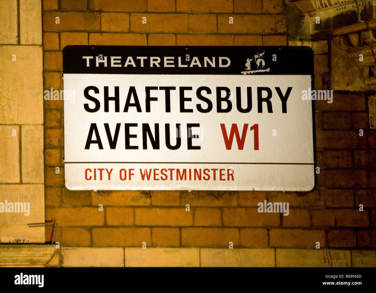 A street sign for Shaftesbury Avenue London Theatreland Stock Photo Alamy