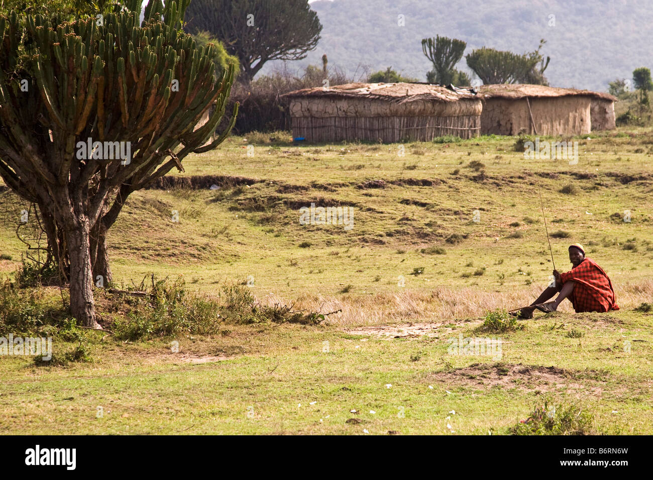 Masai village Kenya Africa Stock Photo