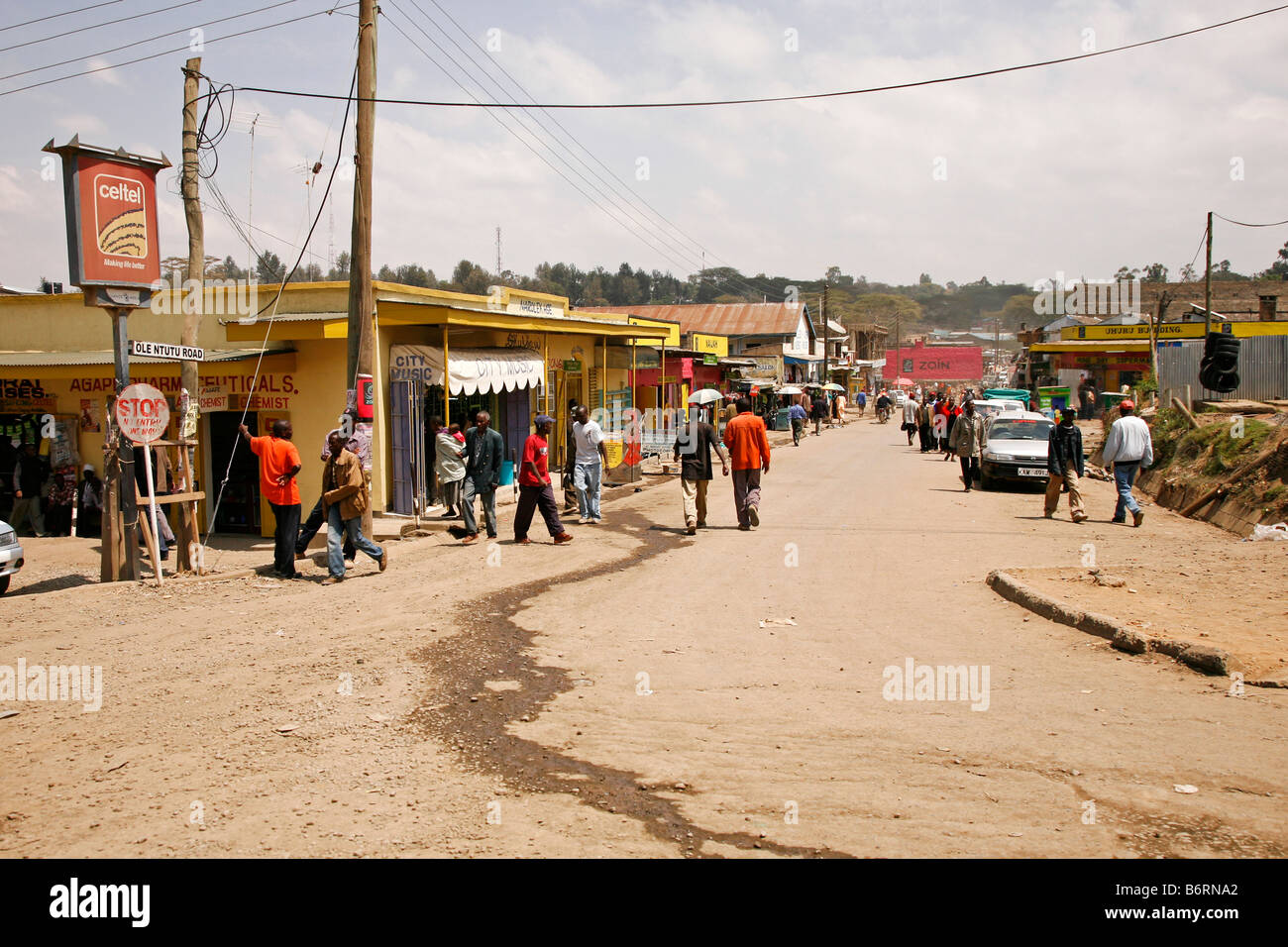 African town outside Nairobi Kenya Africa Narok Stock Photo