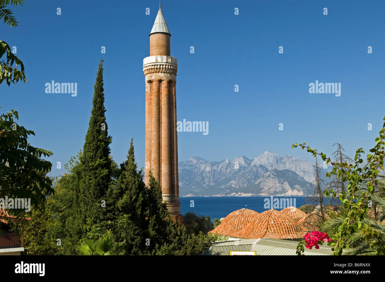 Yivli (grooved) Minaret Antalya Turkey Stock Photo