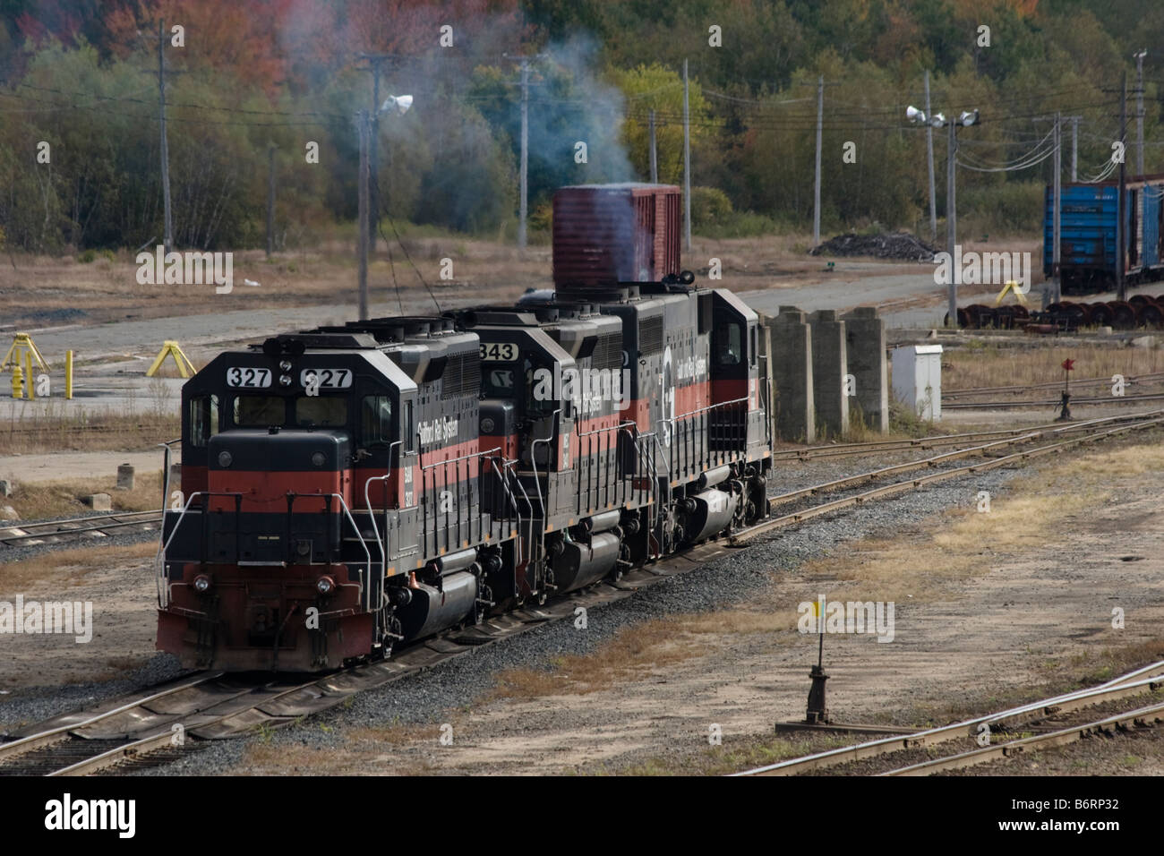 on freight train in Rigby Rail Yard South Portland ME Maine