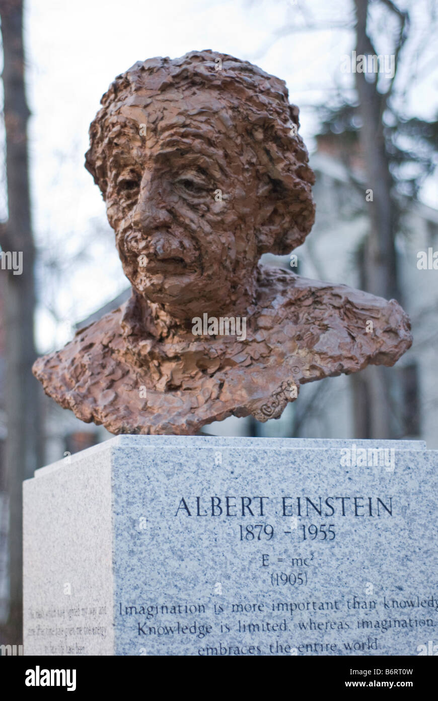 Bust of Albert Einstein in front of the Princeton Borough offices Stock Photo