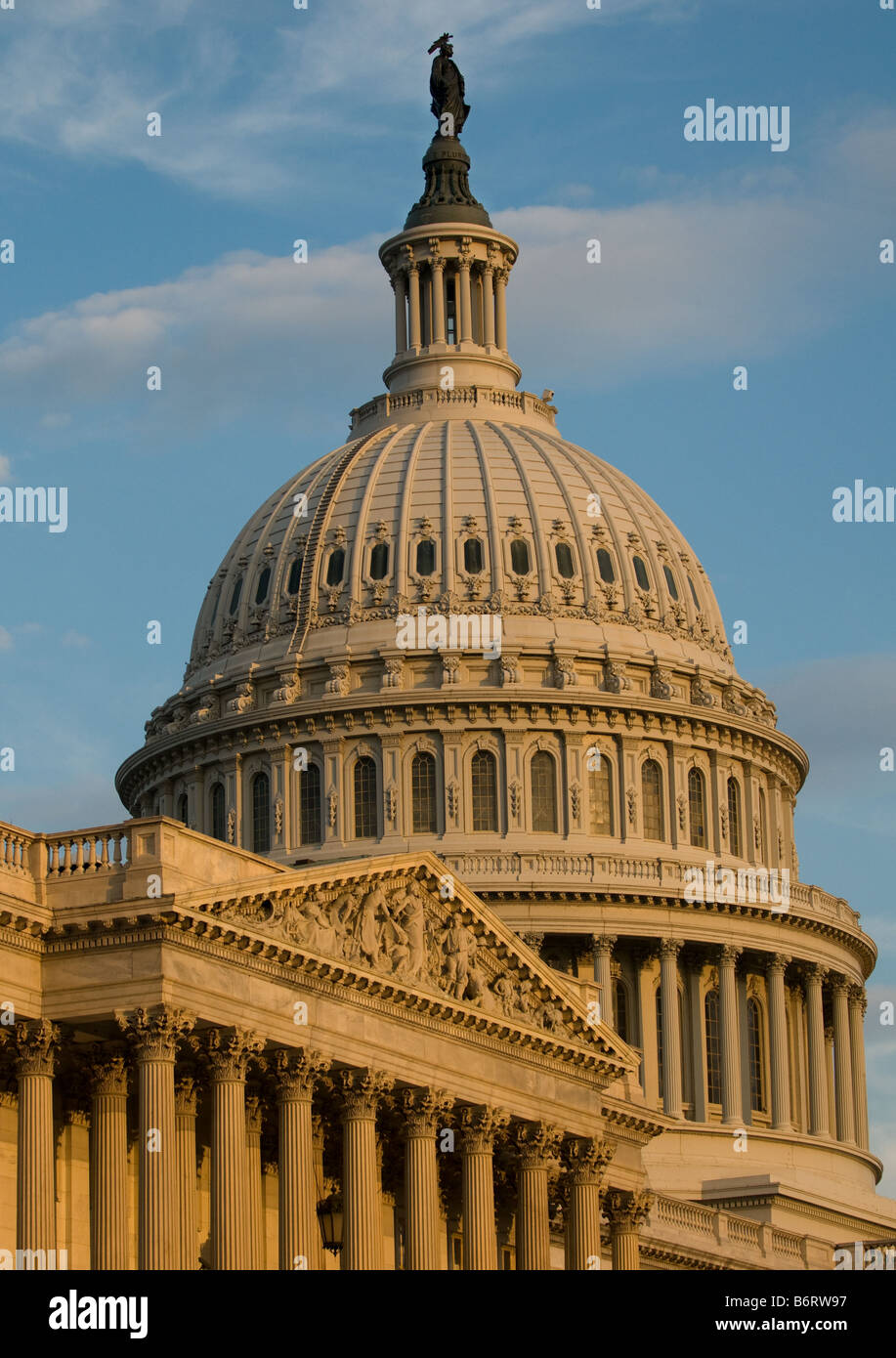 US Capitol Building of the US Congress in golden early morning sun Washington DC Stock Photo