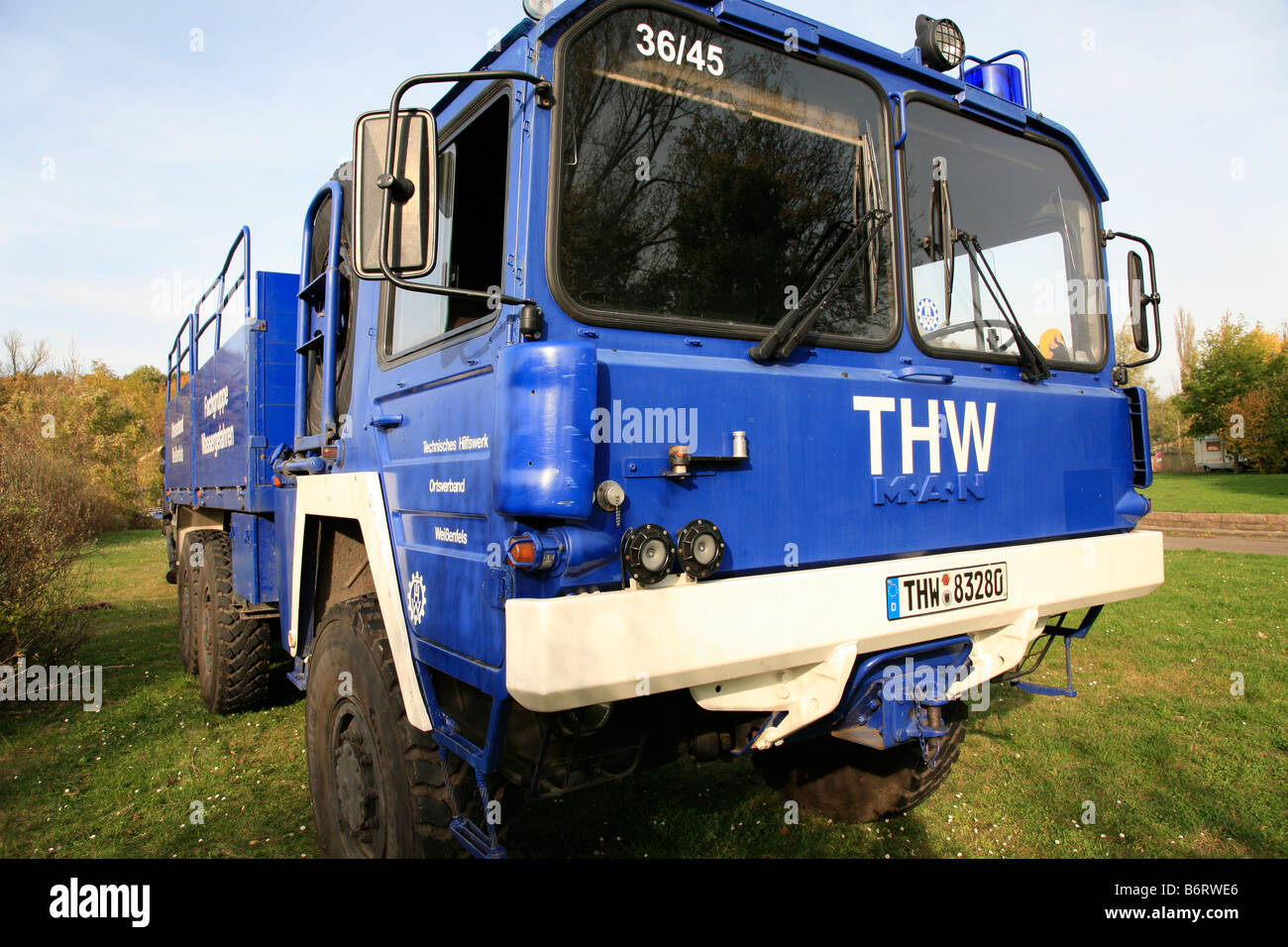 lorry of technical help Germany; THW, Technisches Hilfswerk Deutschland; LKW Stock Photo